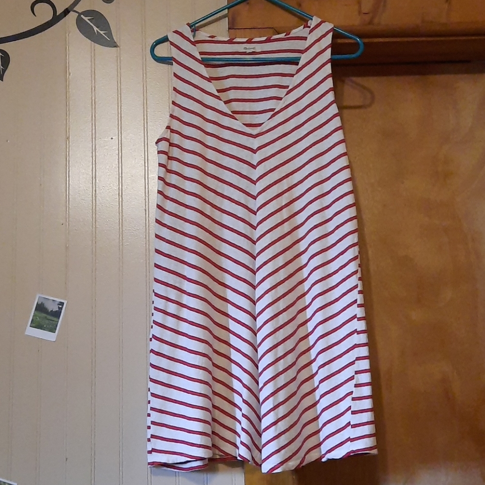 Madewell Mitered Linen Striped Sundress